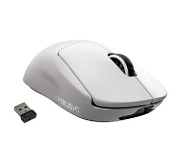 Logitech G PRO X Superlight Wireless Gaming Mouse, Ultra-Lightweight, Hero 25K Sensor, 25,600 DPI, 5 Programmable Buttons, Long Battery Life, Compatible with PC/Mac – White
