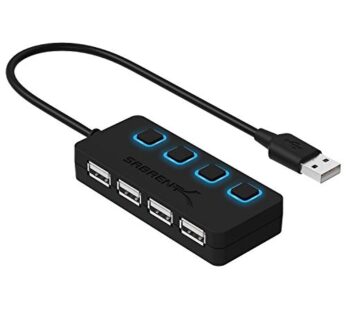 Sabrent 4-Port USB 2.0 Hub with Individual LED lit Power Switches (HB-UMLS)