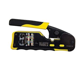 Klein Tools VDV226-110 Wire Crimper / Wire Cutter / Wire Stripper Pass-Thru Modular All-in-One Tool for Video, Telecom, Datacom and more